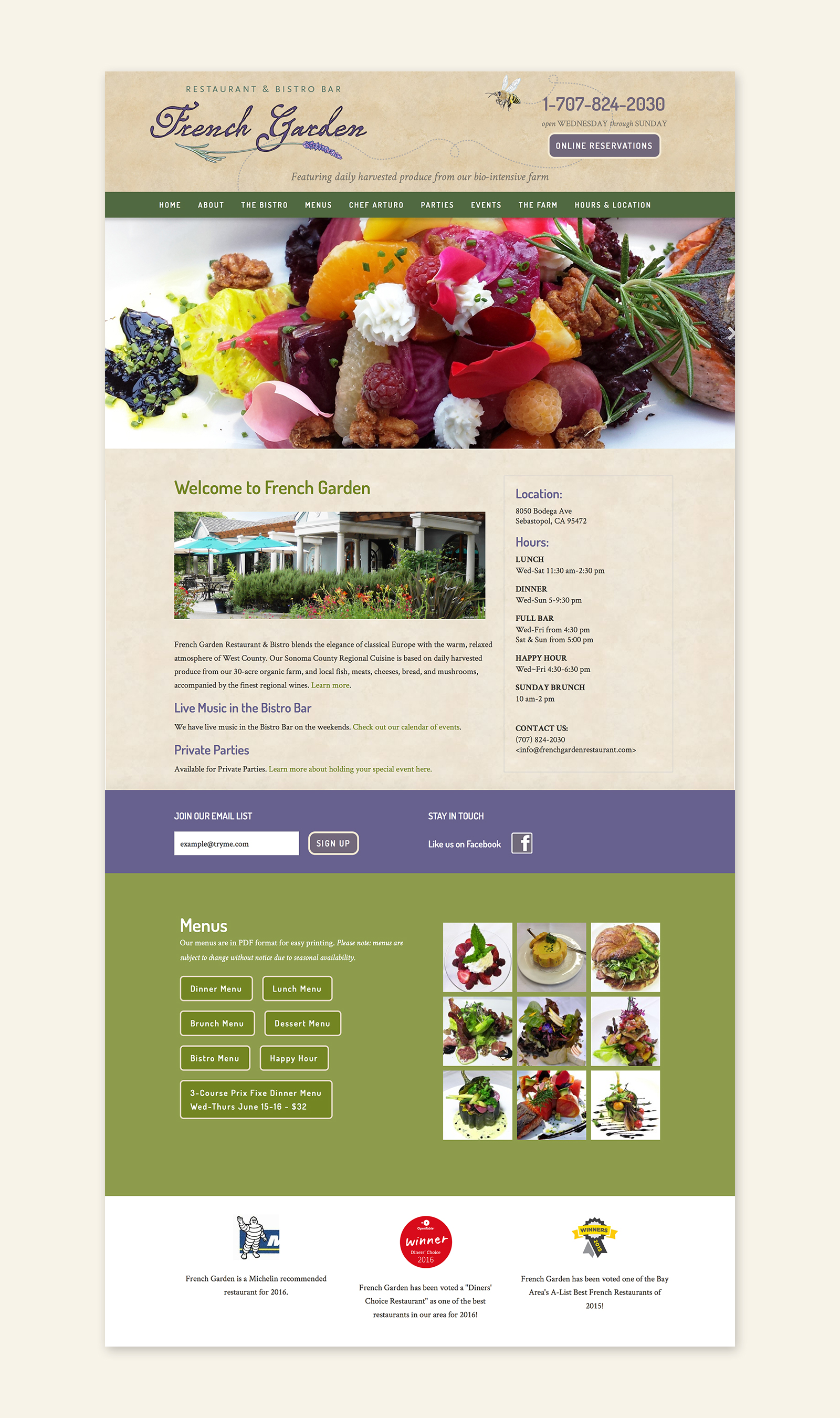 French Garden Restaurant website